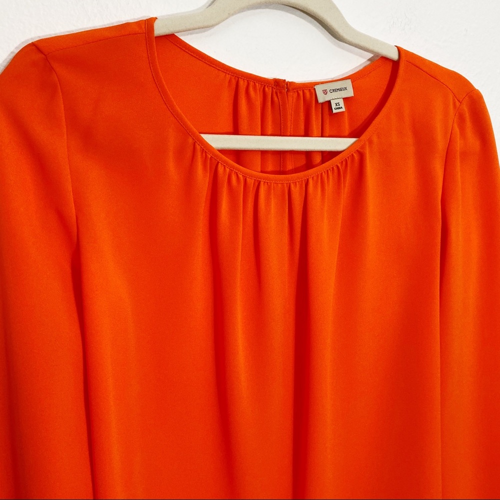 Cremieux Orange Long Sleeve Blouse Size XS - Picture 2 of 6